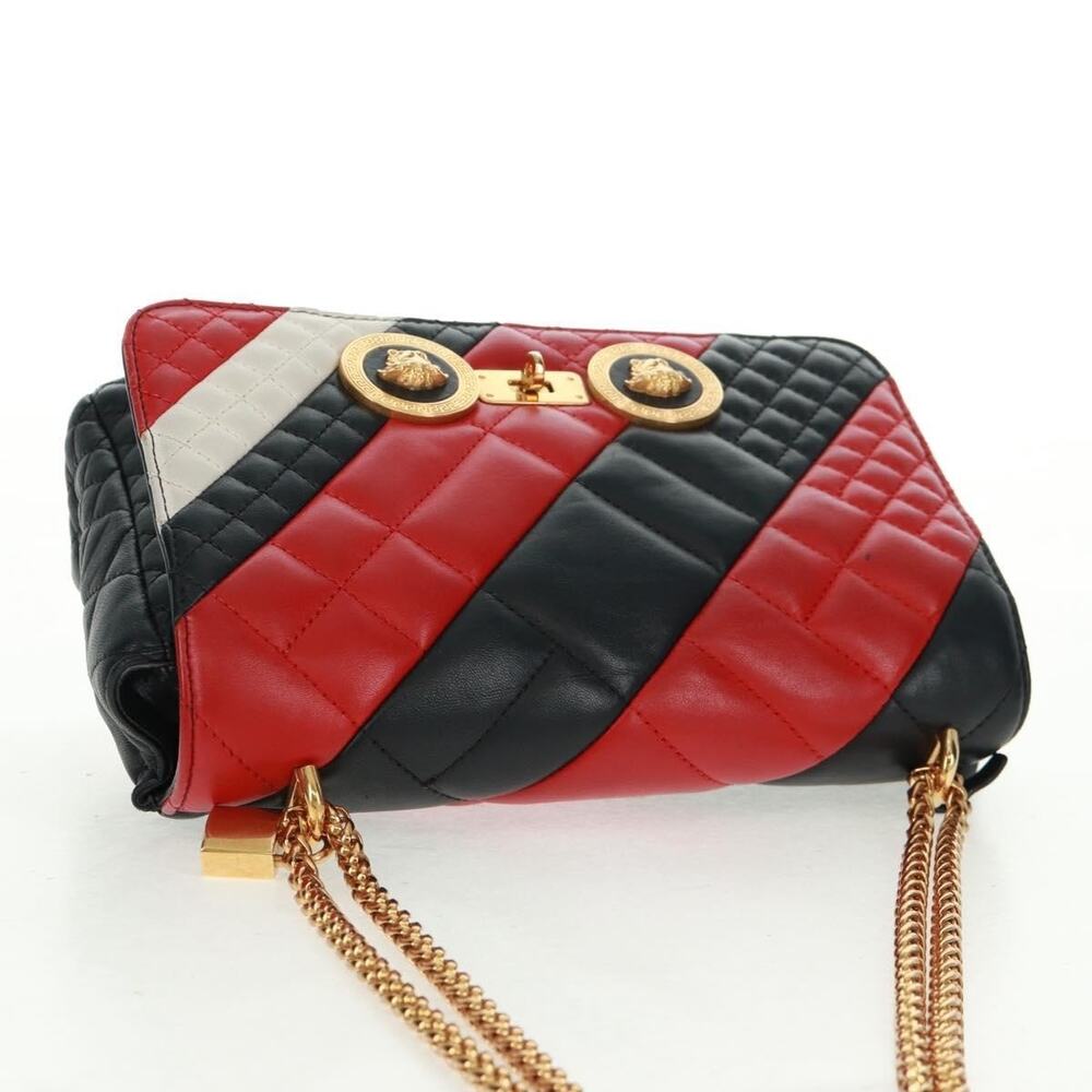 Gianni Versace Leather Chain Shoulder Bag Black